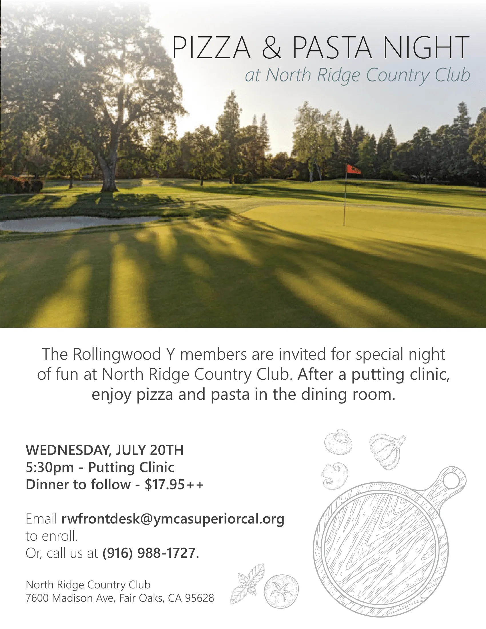 Pasta/Pizza/Putting Info